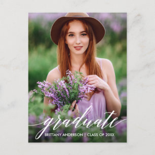 Cartão Postal Foto do Formando de Script de Caligrafia Moderna