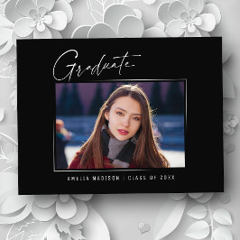 Cartão Postal Foto do Formando de Script de Tinta Elegante Minim