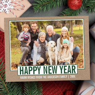 Cartão Postal Foto do Kraft do Feliz ano novo moderno