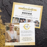 Cartão Postal Foto do Marketing de negócios Dourado minimalista<br><div class="desc">Uma pintura elegante e minimalista, estilizada com ouro tradicional, cria o tema feminino perfeito para fotógrafos, estilistas, maquiadores, profissionais de cabelos e pregos, e além! ・ Personalize-o! Clique no botão "Personalizar" para alterar fontes, dimensionamento e layout. Os ícones das mídias sociais podem ser movidos ou removidos, se desejar. As imagens...</div>
