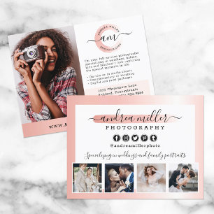 Cartão Postal Foto do Marketing rosa Dourado minimalista do fotó