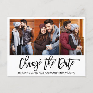 Cartão Postal Foto Do Script De Pincel 3 Altera A Foto Da Data