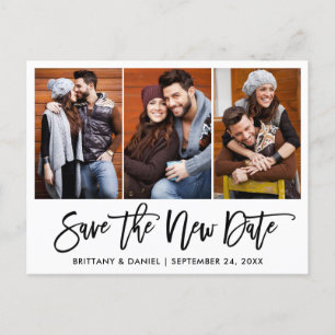 Cartão Postal Foto Do Script De Pincel 3 Salvar A Nova Data