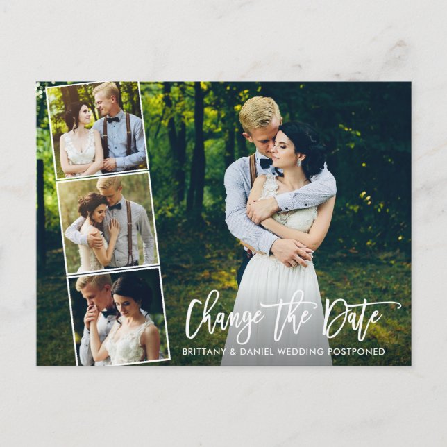 Cartão Postal Foto Do Script De Pincel 4 Altera A Data (Frente)