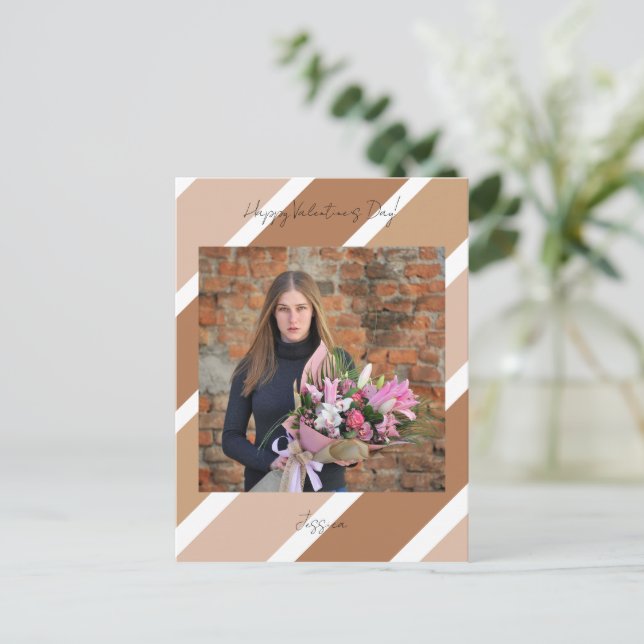 Cartão Postal Foto do Script Moderno do Dia do Namorados Feliz (Em pé/Frente)