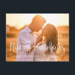 Cartão Postal Foto do script Whimsic Feliz Feriados<br><div class="desc">Uma tipografia moderna para esta coleção de cartões com fotos. Para personalizar com a sua imagem de família favorita. Você também pode mudar facilmente a cor da fonte para seu gosto.</div>