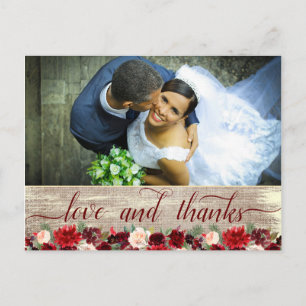 Cartão Postal Foto dos Obrigados Dourados da Rustic Boho Burgund