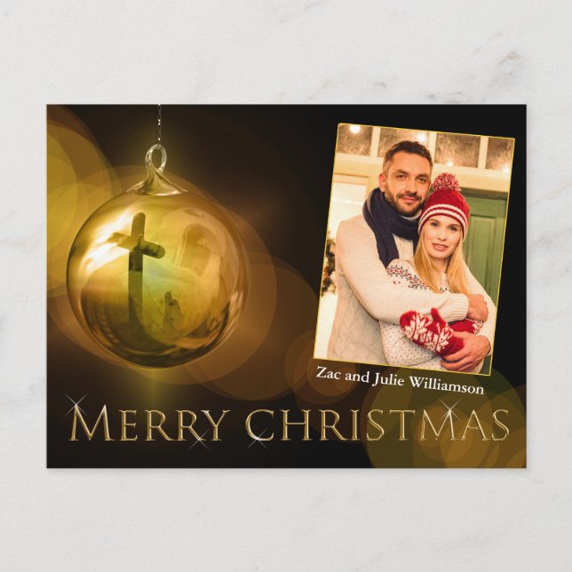 Cartão Postal Foto Dourada de Reflexão entre Cristos (Frente)