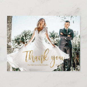 Cartão Postal Foto Elegante Calliografia Casamento Obrigado