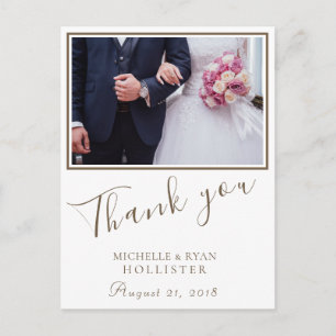 Cartão Postal Foto Elegante Obrigado Casamento Foto Personalizad