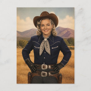 Cartão Postal Foto Estética de Cowgirl Western Vintage Retro