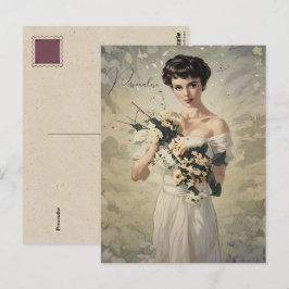Cartão Postal Foto Floral Bonito Girly Namorada do casamento vin