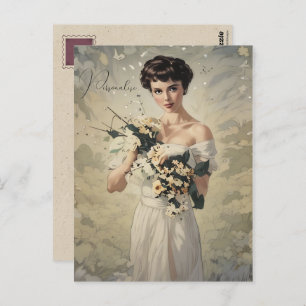 Cartão Postal Foto Floral Bonito Girly Namorada do casamento vin