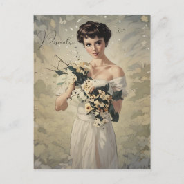 Cartão Postal Foto Floral Bonito Girly Namorada do casamento vin
