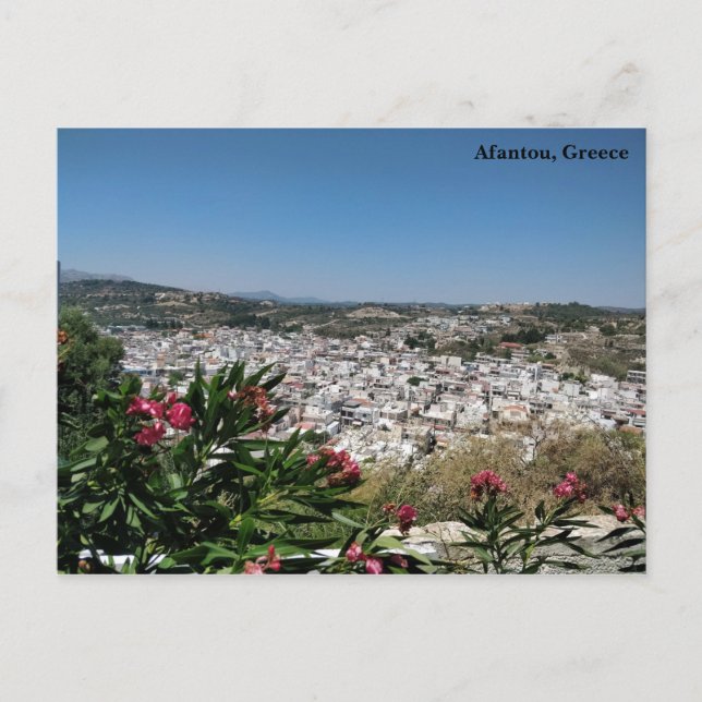 Cartão Postal Foto Floral da Aldeia Afantou, Rodes, Grécia (Frente)