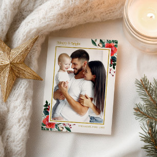 Cartão Postal Foto Floral De Natal De feliz E Férias Brilhantes