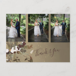 Cartão Postal Foto Floral Rústico Floral Casamento Agradecimento