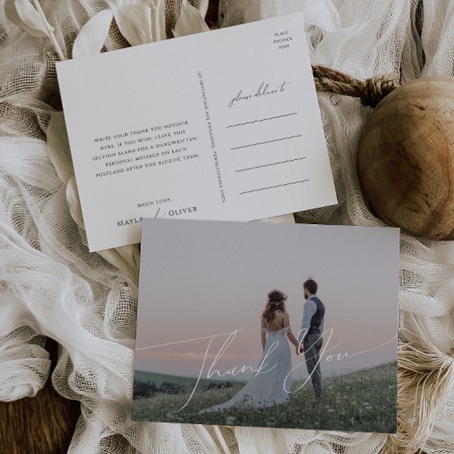 Cartão Postal Foto Horizontal do Script Whimsical Obrigado (Criador carregado)