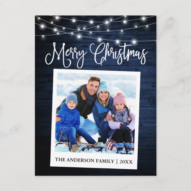 Cartão Postal Foto instantânea de câmeras de luz azul caligráfic (Frente)