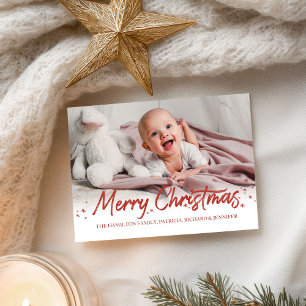 Cartão Postal Foto manuscrita com brilho vermelho Feliz Natal