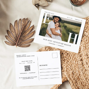 Cartão Postal Foto Mínima do Monograma do Casal de Casamento Neg