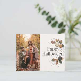 Cartão Postal Foto Minimalista de Abóbora de Outono Feliz Hallow