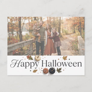 Cartão Postal Foto Minimalista de Abóbora de Outono Feliz Hallow