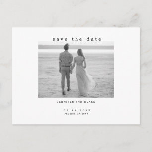 Cartão Postal Foto Minimalista P&B de Casamento Salve a Data