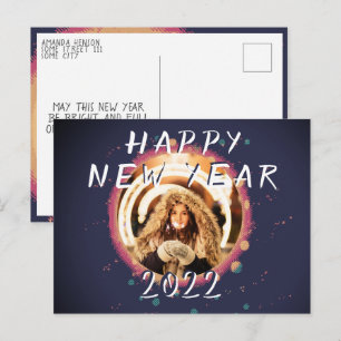 Cartão Postal Foto Moderna de Ano Novo Feliz 2022 Abstrato
