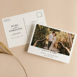 Cartão Postal Foto moderna Salve o Minimalista de Casamento de D<br><div class="desc">Foto moderna Salve o Cartão-Postal Minimalista de Casamento de Data. Personalize facilmente substituindo cada informação. Carregue fotos horizontais/paisagísticas. Verifique a visualização antes de adicionar ao carrinho. (Foto de Jonathan Borba,  do Pexels)</div>