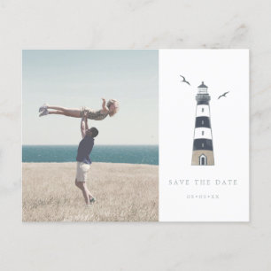 Cartão Postal Foto náutica de farol que salva a data