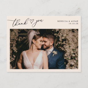 Cartão Postal Foto Neutral De Casamento Cardíaco Blush - Script