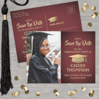 Foto para graduação Dourada e Borgonha Salvar a Da