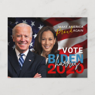 Cartão Postal Foto Patriótica do Coletor Biden Harris 2020