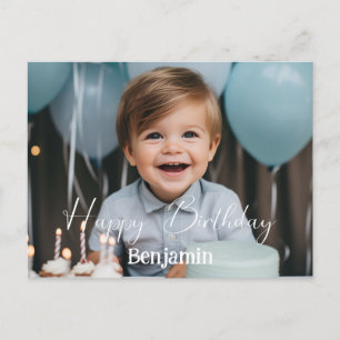 Cartão Postal Foto personalizada aniversário moderno simples