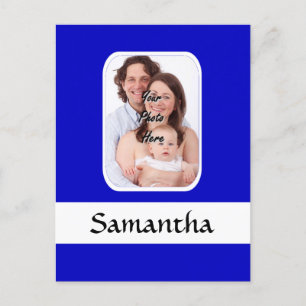 Cartão Postal Foto personalizada azul e branca