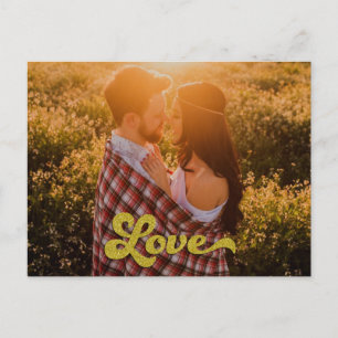 Cartão Postal Foto personalizada com sobreposição de Amor Dourad