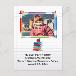 Cartão Postal Foto personalizada da escola infantil personalizad