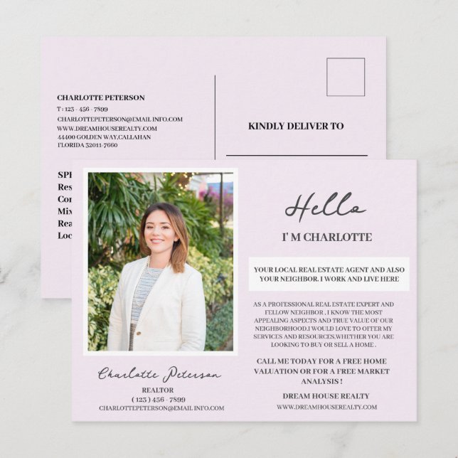 Cartão Postal Foto Personalizada da Sua Vizinhança Imobiliária Ú (Frente/Verso)