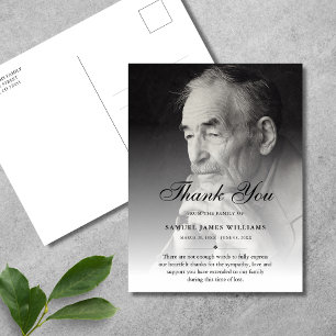 Cartão Postal Foto personalizada de agradecimento de pêsames no 
