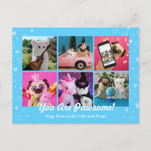 Cartão Postal Foto Personalizada de Corações Azuis-Na moda