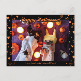 Cartão Postal Foto Personalizada de Corações Laranja do Dia das