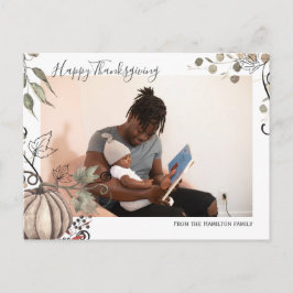 Cartão Postal Foto personalizada de Pumpkin Harvest de Ação de G