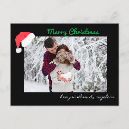 Cartão Postal Foto personalizada de Santa Hat e Deer