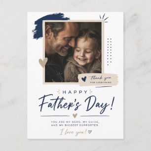 Cartão Postal Foto Personalizada Dia dos Pais Minimalista