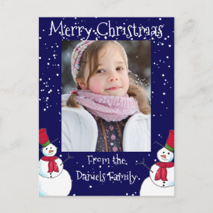 Cartão Postal Foto personalizada do boneco de neve de Natal