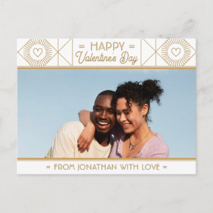 Cartão Postal Foto personalizada do Dia de os namorados branco e