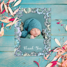 Cartão Postal Foto Personalizada Do Pastel Teal Boho Daisy, Um P