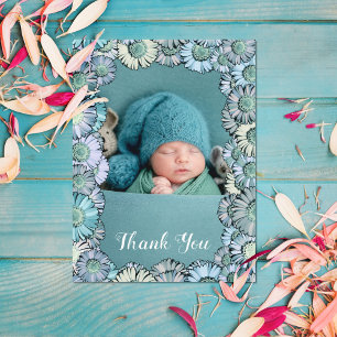 Cartão Postal Foto Personalizada Do Pastel Teal Boho Daisy, Um P