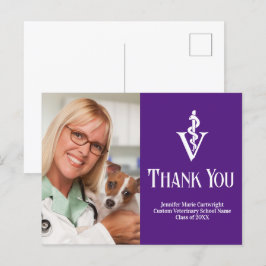 Cartão Postal Foto personalizada do veterinário roxo Obrigado